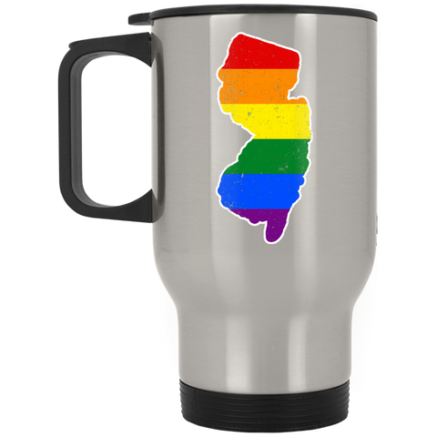 New Jersey Rainbow Flag LGBT Community Pride LGBT Shirts  XP8400S Silver Stainless Travel Mug