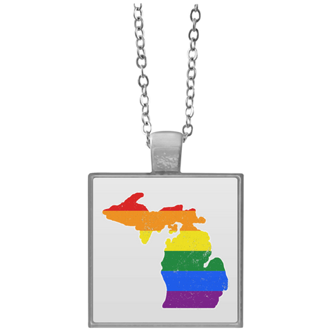 Michigan Rainbow Flag LGBT Community Pride LGBT Shirts  UN4684 Square Necklace
