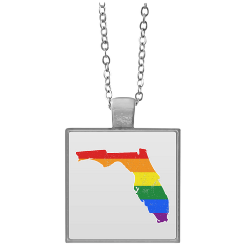 Florida Rainbow Flag LGBT Community Pride LGBT Shirts  UN4684 Square Necklace