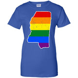 Mississippi Rainbow Flag LGBT Community Pride LGBT Shirts  G200L Gildan Ladies' 100% Cotton T-Shirt