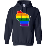 Wisconsin Rainbow Flag LGBT Community Pride LGBT Shirts  G185 Gildan Pullover Hoodie 8 oz.