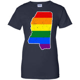 Mississippi Rainbow Flag LGBT Community Pride LGBT Shirts  G200L Gildan Ladies' 100% Cotton T-Shirt