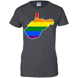 West Virginia Rainbow Flag LGBT Community Pride LGBT Shirts  G200L Gildan Ladies' 100% Cotton T-Shirt