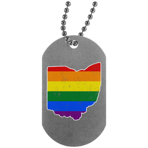 Ohio Rainbow Flag LGBT Community Pride LGBT Shirts  UN4004 Silver Dog Tag