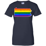 Pennsylvania Rainbow Flag LGBT Community Pride LGBT Shirts  G200L Gildan Ladies' 100% Cotton T-Shirt