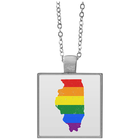 Illinois Rainbow Flag LGBT Community Pride LGBT Shirts  UN4684 Square Necklace
