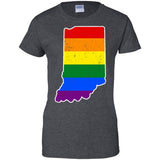 Indiana Rainbow Flag LGBT Community Pride LGBT Shirts  G200L Gildan Ladies' 100% Cotton T-Shirt