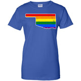 Oklahoma Rainbow Flag LGBT Community Pride LGBT Shirts  G200L Gildan Ladies' 100% Cotton T-Shirt