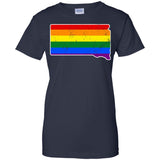 South Dakota Rainbow Flag LGBT Community Pride LGBT Shirts  G200L Gildan Ladies' 100% Cotton T-Shirt
