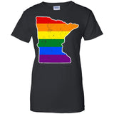Minnesota Rainbow Flag LGBT Community Pride LGBT Shirts  G200L Gildan Ladies' 100% Cotton T-Shirt