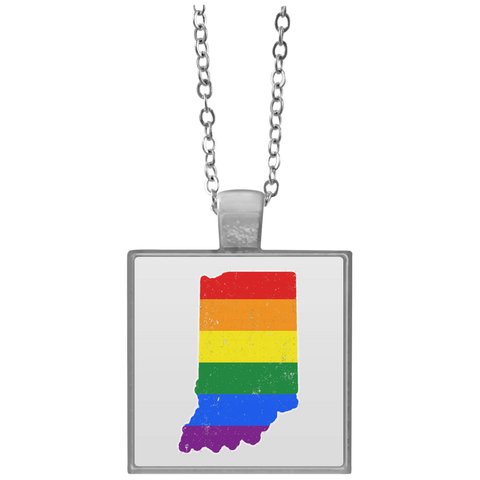 Indiana Rainbow Flag LGBT Community Pride LGBT Shirts  UN4684 Square Necklace