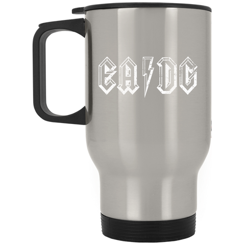 Bass Player T shirt E A D G Strings of the Bass  XP8400S Silver Stainless Travel Mug