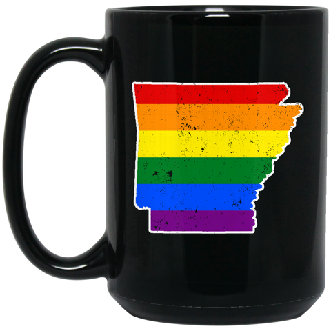 Arkansas Rainbow Flag LGBT Community Pride LGBT Shirts  BM15OZ 15 oz. Black Mug