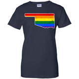 Oklahoma Rainbow Flag LGBT Community Pride LGBT Shirts  G200L Gildan Ladies' 100% Cotton T-Shirt