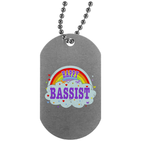 Happy-Bassist-Gift-Bass-Player-T-Gift Bass Gift  UN4004 Silver Dog Tag