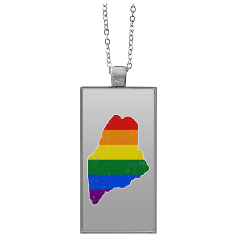 Maine Rainbow Flag LGBT Community Pride LGBT Shirts  UN4682 Rectangle Necklace