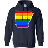 Arkansas Rainbow Flag LGBT Community Pride LGBT Shirts  G185 Gildan Pullover Hoodie 8 oz.