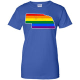 Nebraska Rainbow Flag LGBT Community Pride LGBT Shirts  G200L Gildan Ladies' 100% Cotton T-Shirt