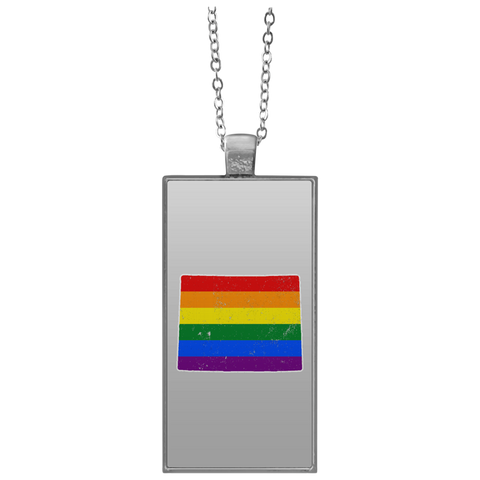 Wyoming Rainbow Flag LGBT Community Pride LGBT Shirts  UN4682 Rectangle Necklace