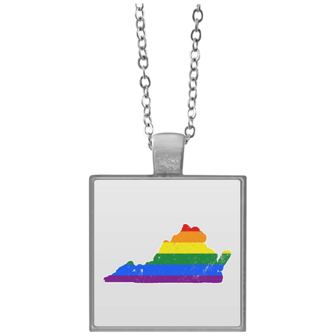 Virginia Rainbow Flag LGBT Community Pride LGBT Shirts  UN4684 Square Necklace