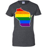 Wisconsin Rainbow Flag LGBT Community Pride LGBT Shirts  G200L Gildan Ladies' 100% Cotton T-Shirt