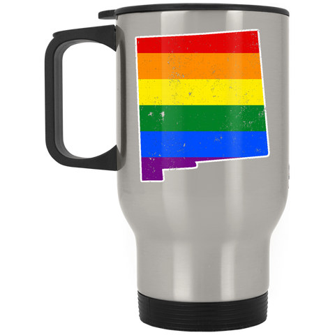 New Mexico Rainbow Flag LGBT Community Pride LGBT Shirts  XP8400S Silver Stainless Travel Mug