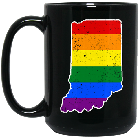 Indiana Rainbow Flag LGBT Community Pride LGBT Shirts  BM15OZ 15 oz. Black Mug