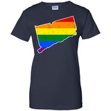 Connecticut Rainbow Flag LGBT Community Pride LGBT Shirts  G200L Gildan Ladies' 100% Cotton T-Shirt