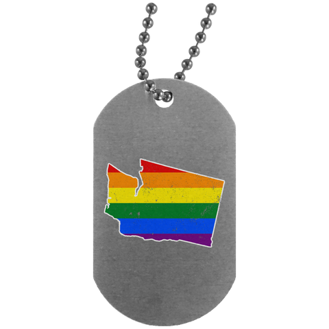 Washington Rainbow Flag LGBT Community Pride LGBT Shirts  UN4004 Silver Dog Tag