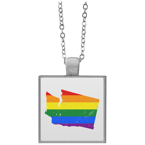 Washington Rainbow Flag LGBT Community Pride LGBT Shirts  UN4684 Square Necklace
