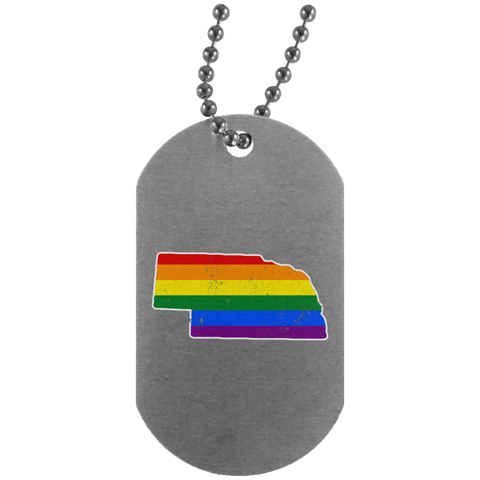 Nebraska Rainbow Flag LGBT Community Pride LGBT Shirts  UN4004 Silver Dog Tag