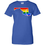 Maryland Rainbow Flag LGBT Community Pride LGBT Shirts  G200L Gildan Ladies' 100% Cotton T-Shirt