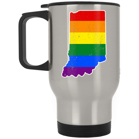 Indiana Rainbow Flag LGBT Community Pride LGBT Shirts  XP8400S Silver Stainless Travel Mug