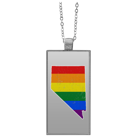 Nevada Rainbow Flag LGBT Community Pride LGBT Shirts  UN4682 Rectangle Necklace