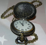 Firefighter Pocket Watch - Ornate Antique Bronze Hue with Chain & Giftbox-Free Shipping