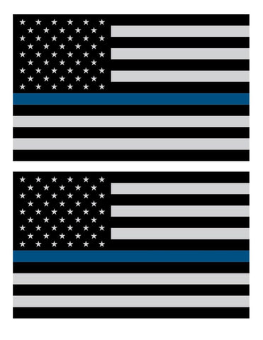 (PAIR) THIN BLUE LINE 4" Subdued Flag DECALS STICKER Support Police -Free Shipping - Shoppzee