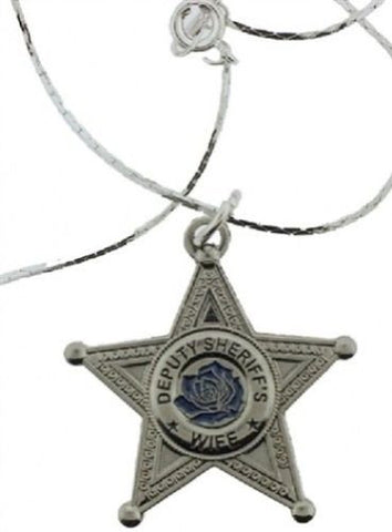 Free Shipping - Deputy Sheriff's Wife Blue Rose Pendant