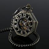 Vintage Steampunk Retro Bronze Roman Sketelon Mens Mechanical Pocket Watch + Box-Free Shipping - Shoppzee