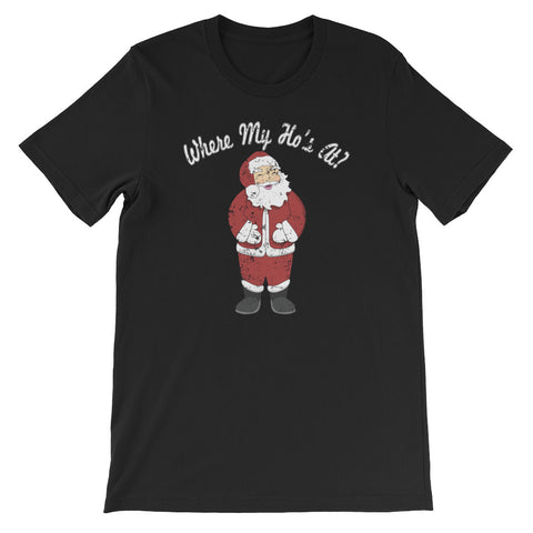 Where My Ho's Funny Christmas Santa Claus Design