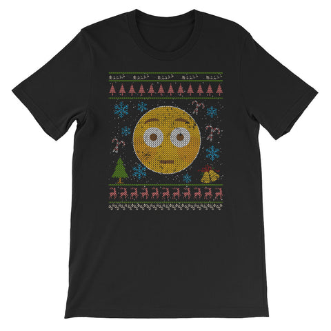 Flushed Shocked Emoticon Christmas Ugly Design