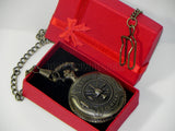 Firefighter Pocket Watch - Ornate Antique Bronze Hue with Chain & Giftbox-Free Shipping