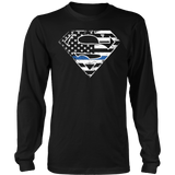 Thin Blue Line Police Superhero T Shirt