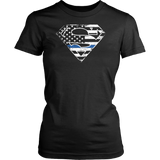 Thin Blue Line Police Superhero T Shirt