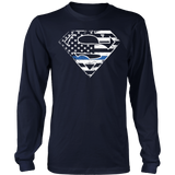 Thin Blue Line Police Superhero T Shirt