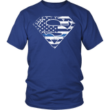 Thin Blue Line Police Superhero T Shirt