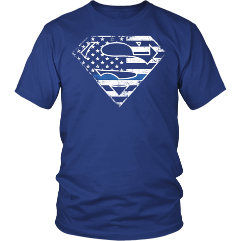 Thin Blue Line Police Superhero T Shirt