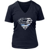 Thin Blue Line Police Superhero T Shirt