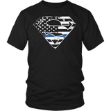 Thin Blue Line Police Superhero T Shirt