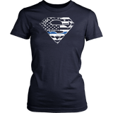 Thin Blue Line Police Superhero T Shirt